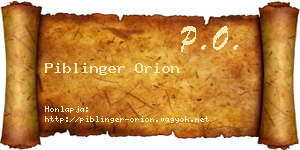 Piblinger Orion névjegykártya